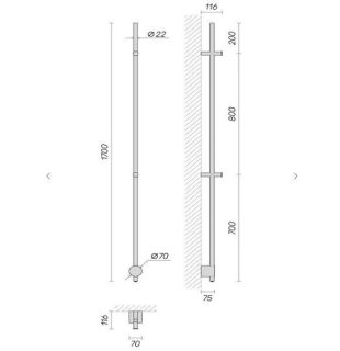 Электрический полотенцесушитель Broner Bruno BV.007.170.0000.G 170 см с кнопкой золото